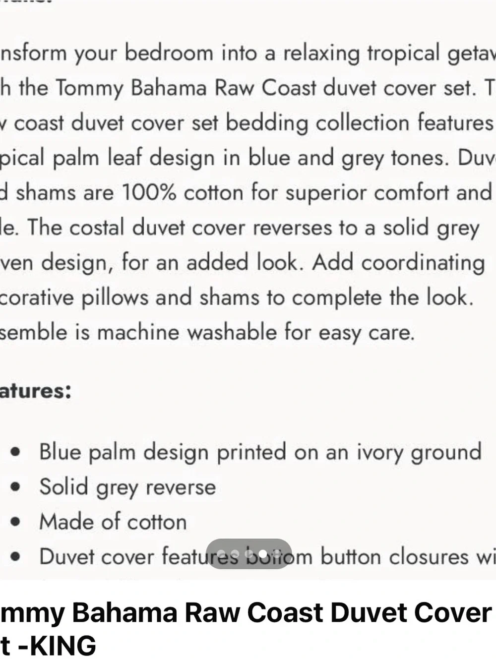 Tommy Bahama Blue/Green and Cream Tropical Leaf Duvet Cover Set